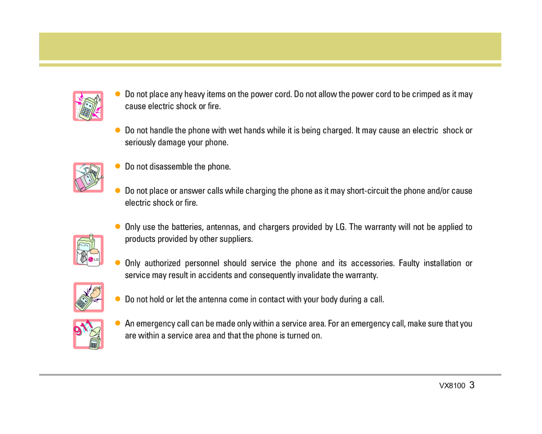 LG Electronics VX8100 manual 