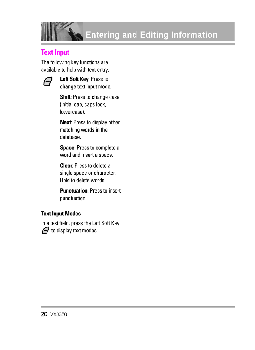 LG Electronics VX8350Red manual Entering and Editing Information, Text Input 