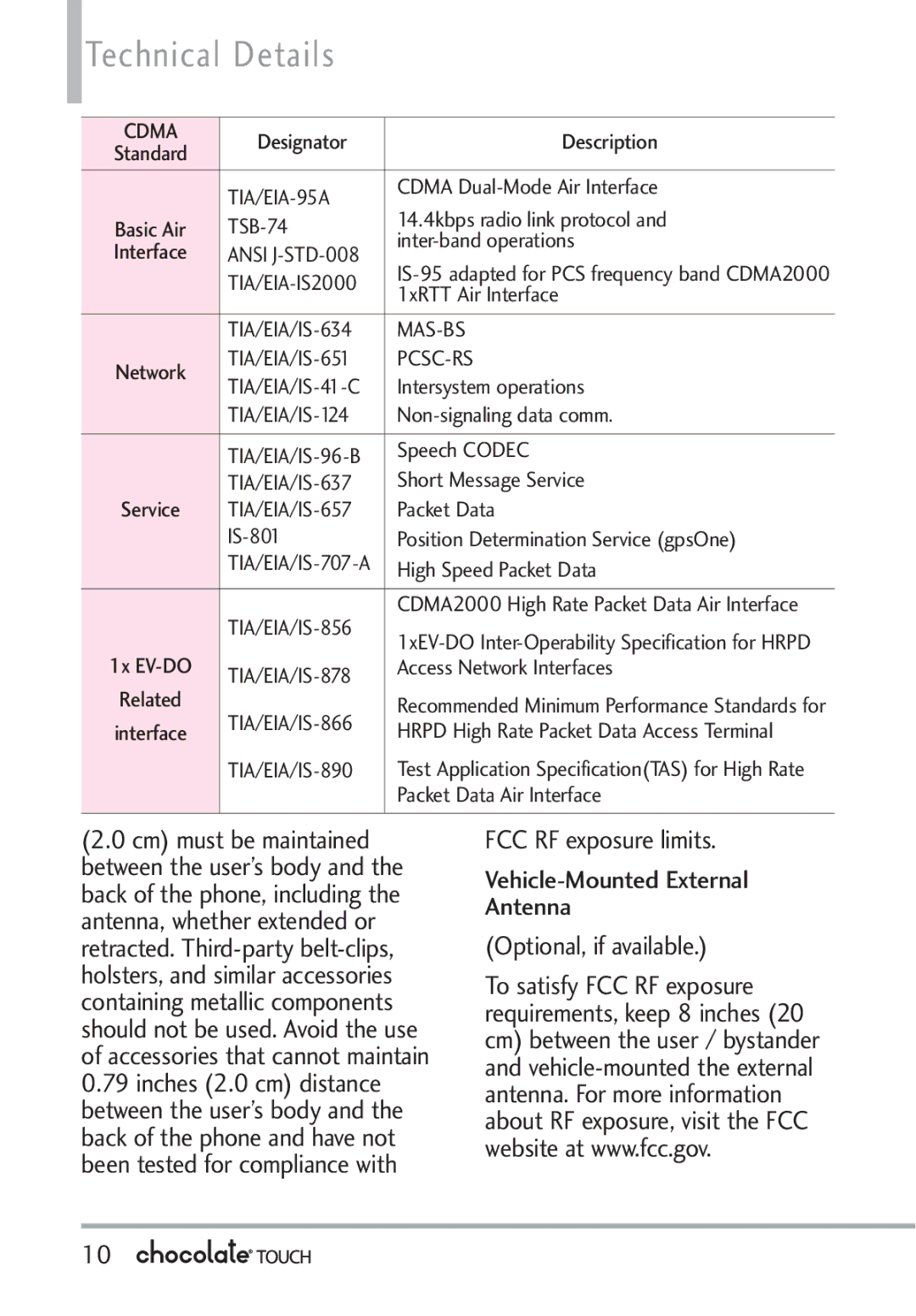 LG Electronics VX8575 manual Technical Details 