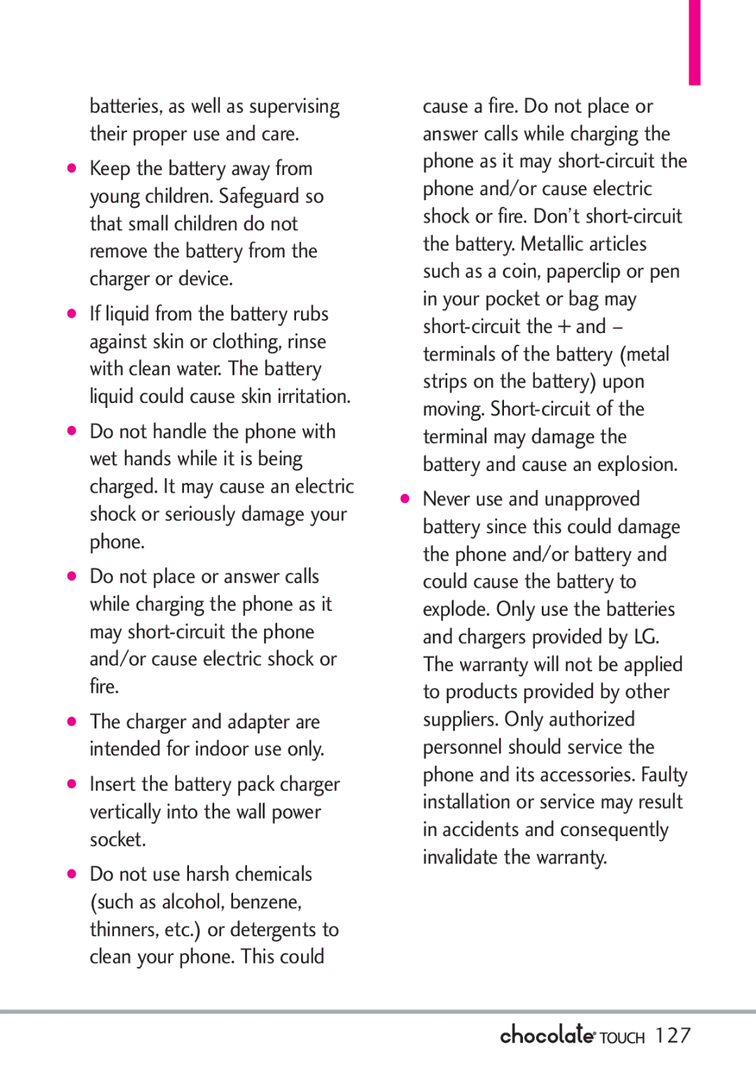 LG Electronics VX8575 manual 127 