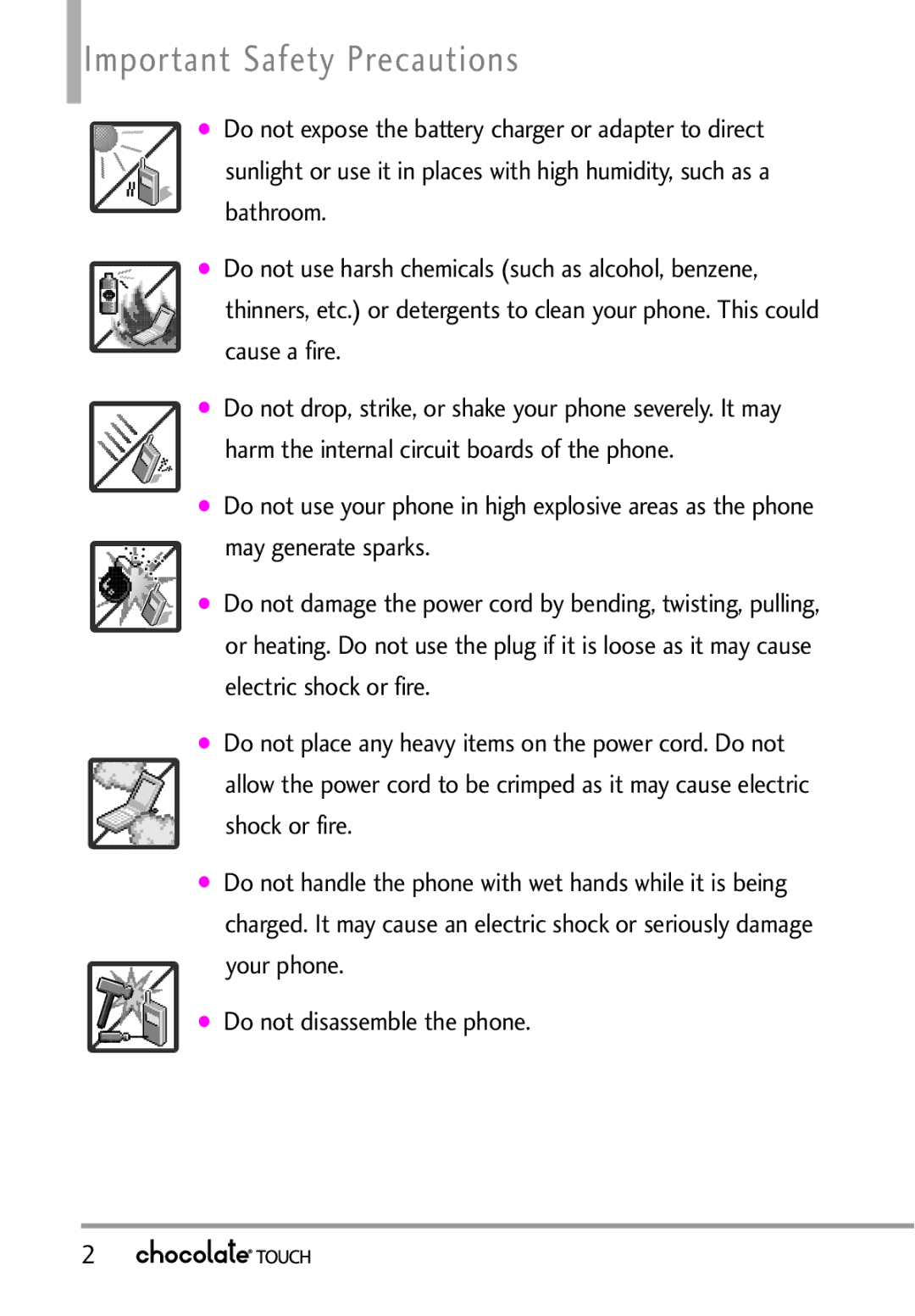 LG Electronics VX8575 manual Important Safety Precautions 