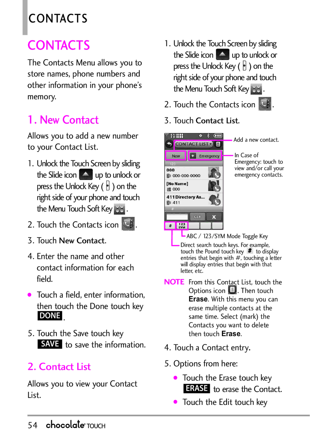 LG Electronics VX8575 manual New Contact, Contact List 