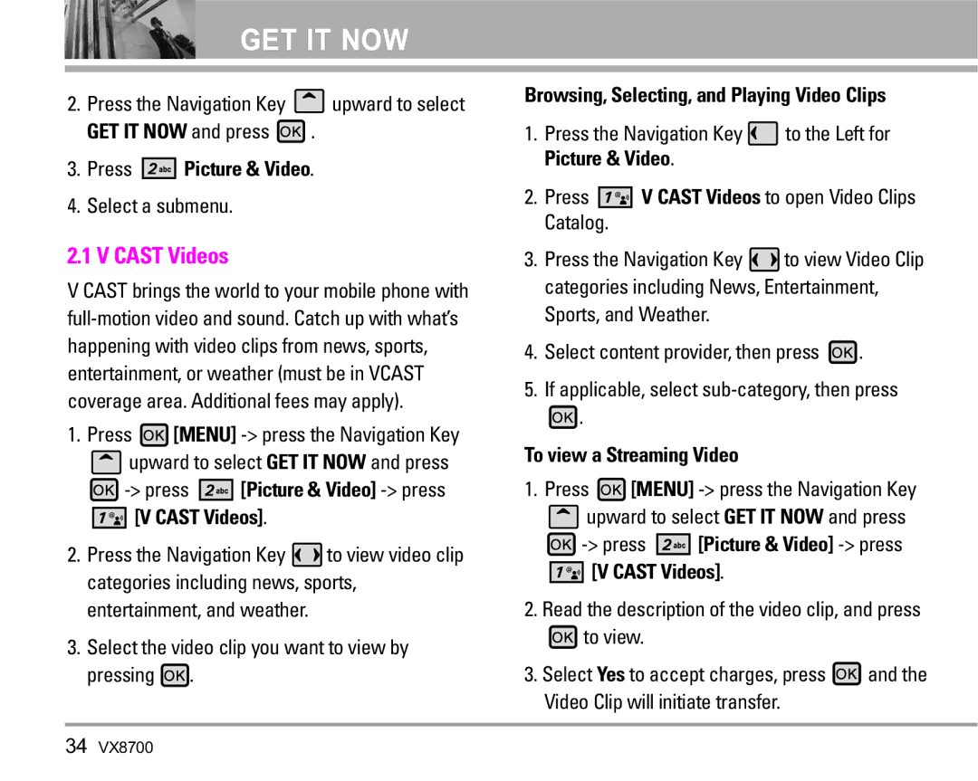 LG Electronics VX8700 manual Cast Videos 