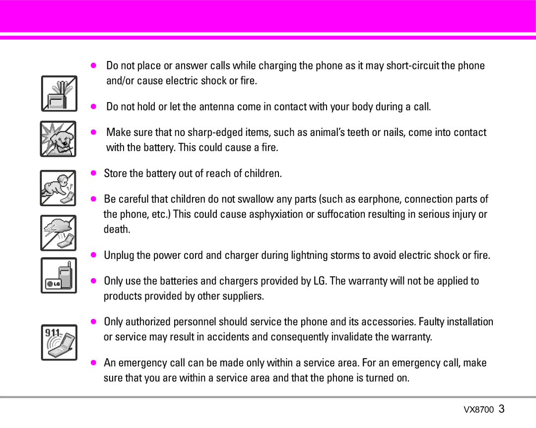 LG Electronics VX8700 manual 