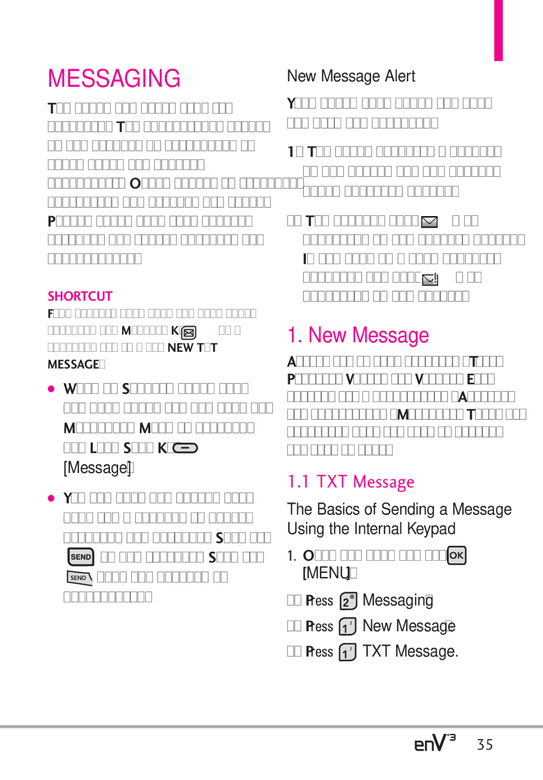 LG Electronics enV3, VX9200Maroon manual New Message Alert, Press Messaging Press New Message Press TXT Message 