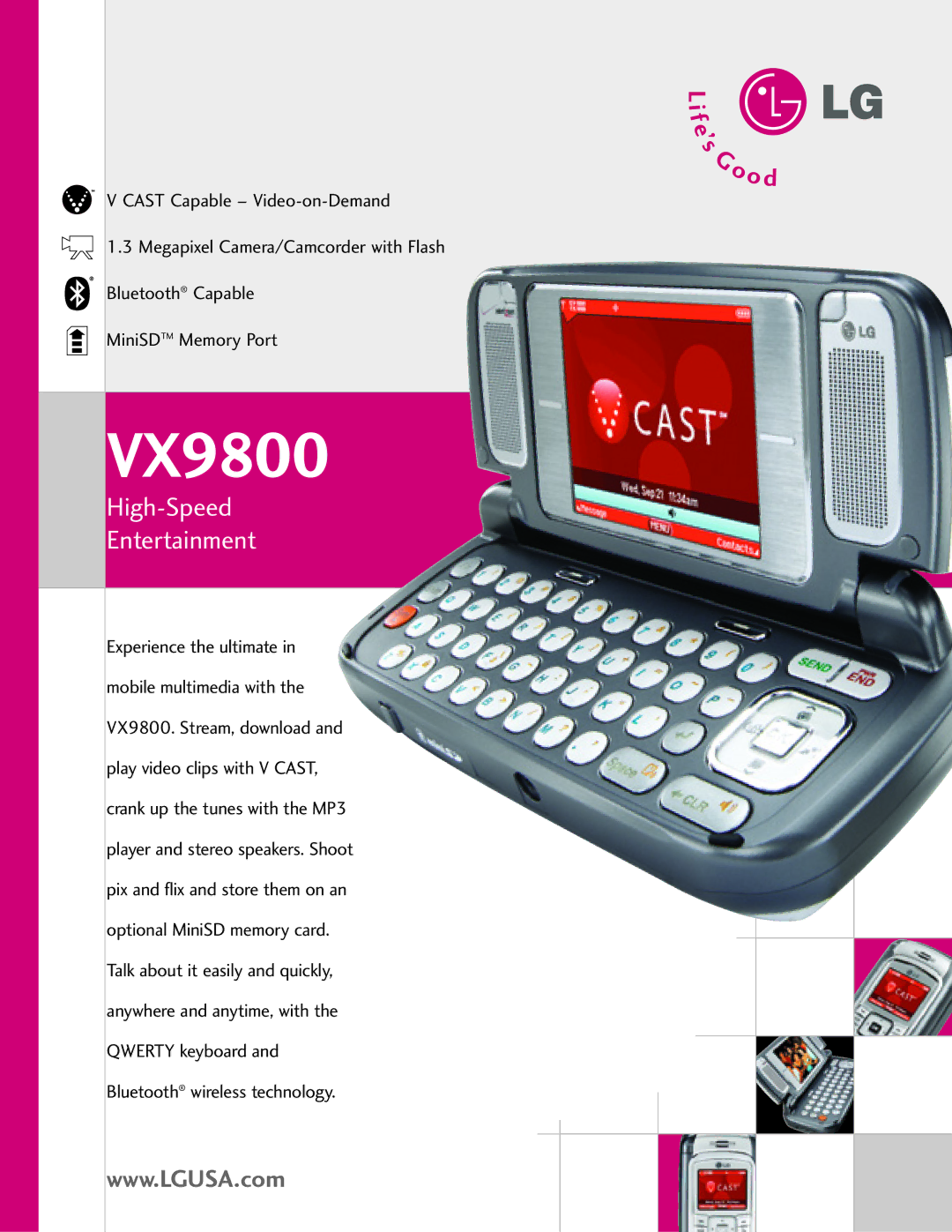 LG Electronics VX9800 manual 