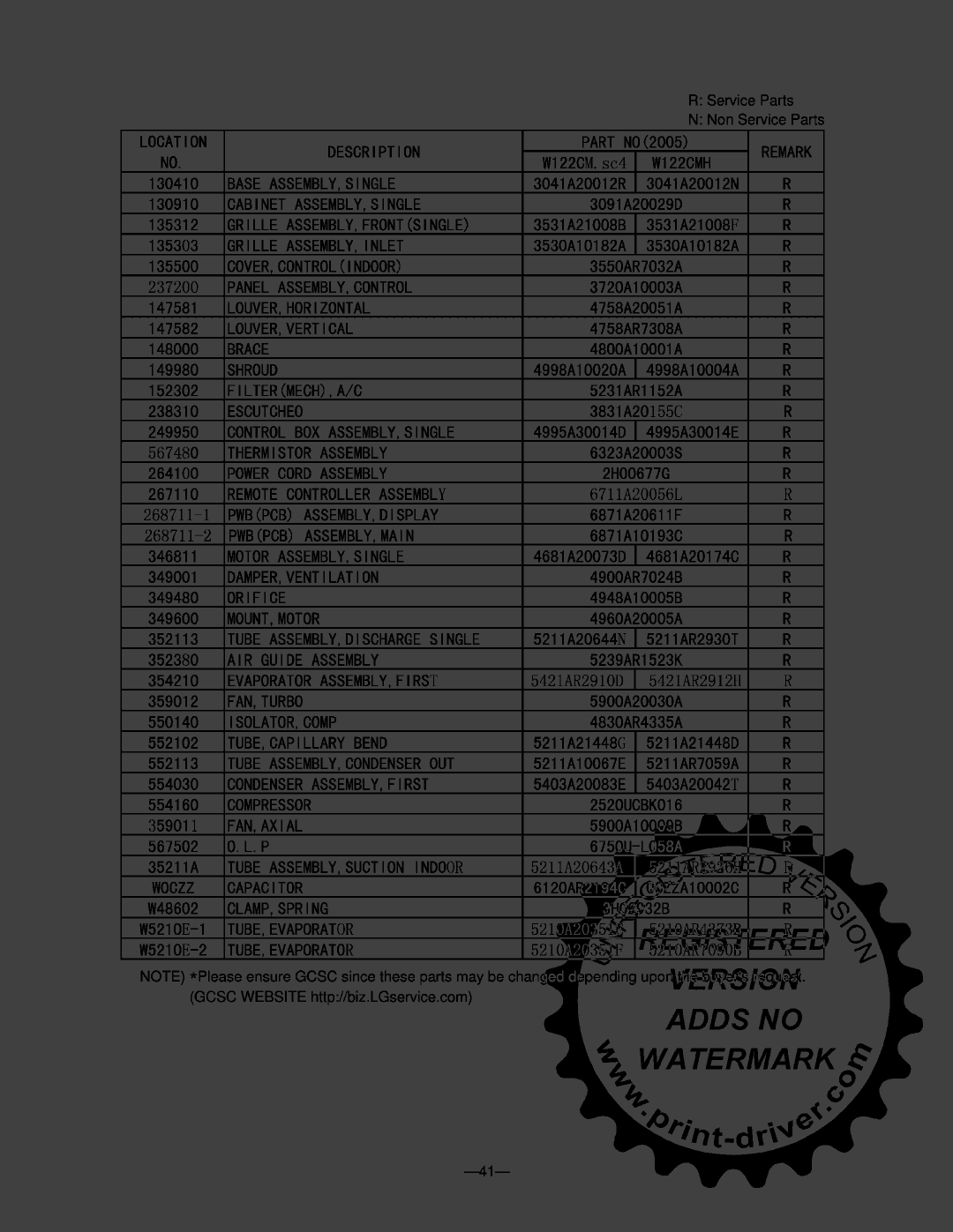 LG Electronics W081CA SG2 manual 