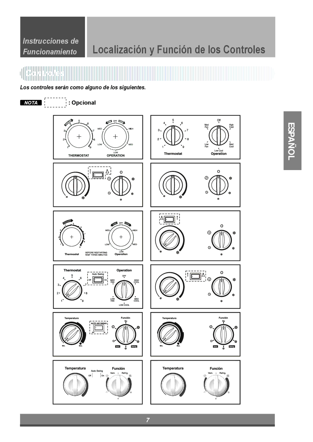 LG Electronics W081CA, W122CM, W121CM manual Localización y Función de los Controles 