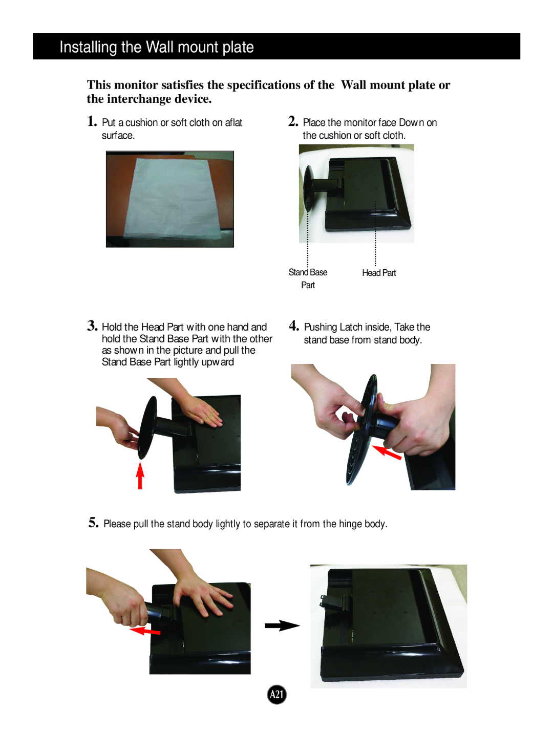 LG Electronics W1934S manual Installing the Wall mount plate 