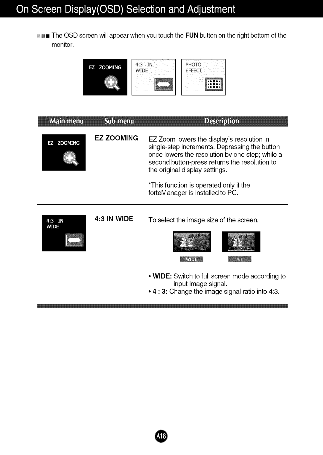 LG Electronics W2053TQ, W2253TQ manual PHoTo, Wide 