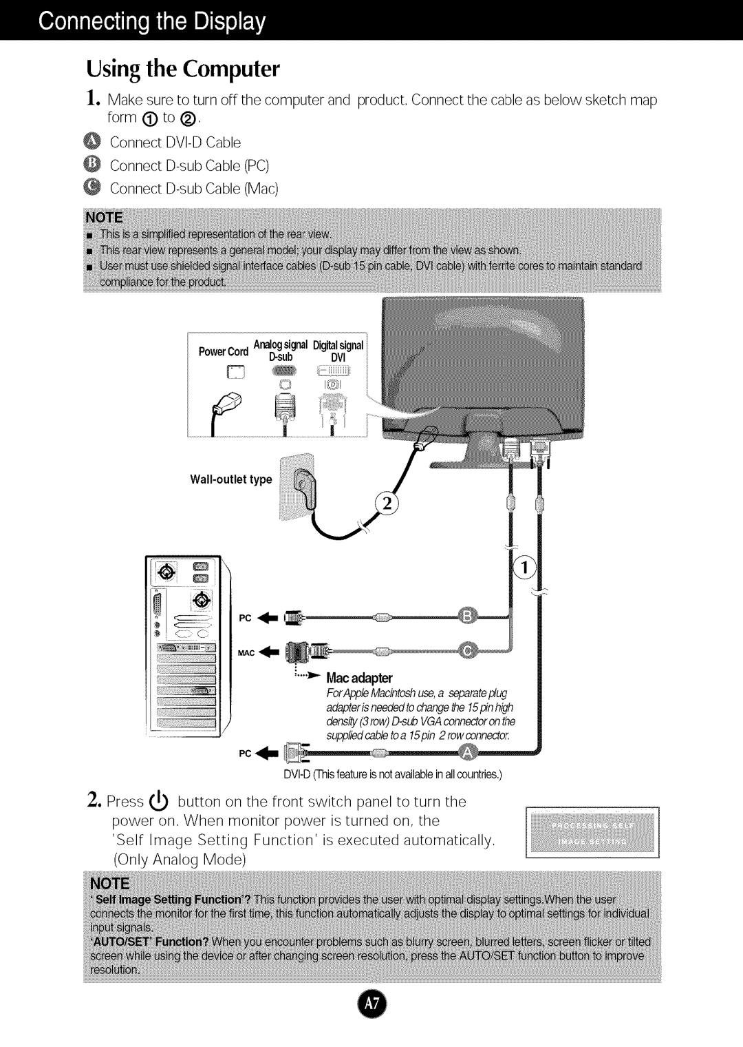 LG Electronics W2253TQ, W2053TQ manual Using the Computer, Mac adapter 