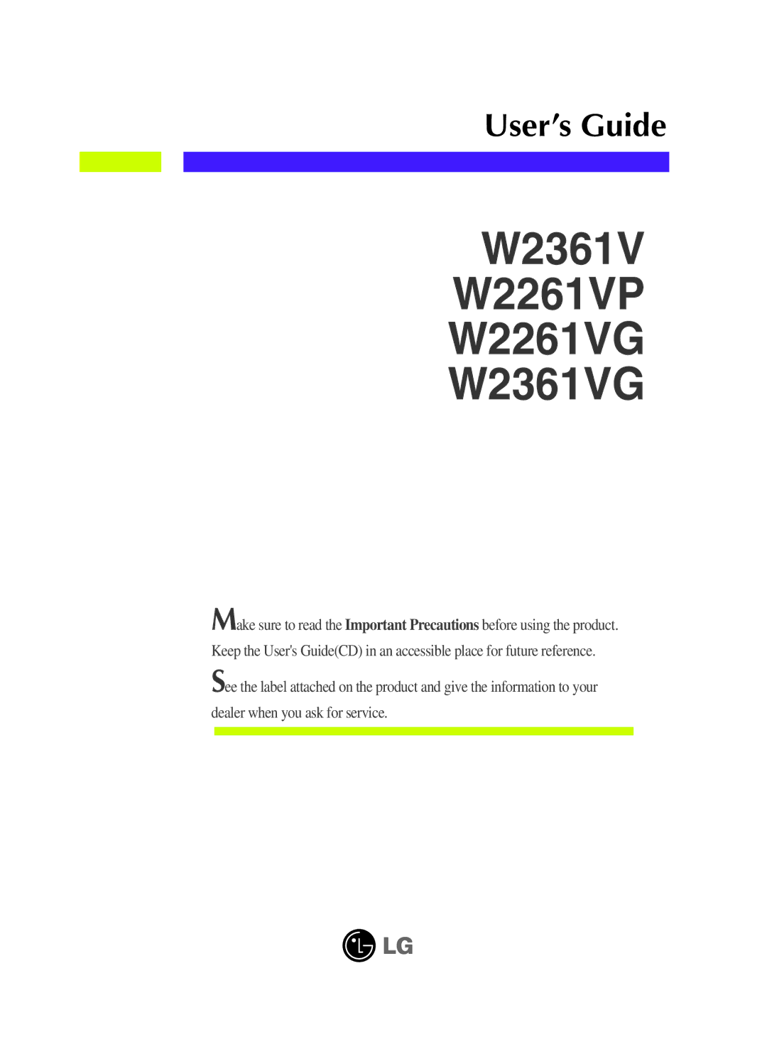 LG Electronics manual W2361V W2261VP W2261VG W2361VG 