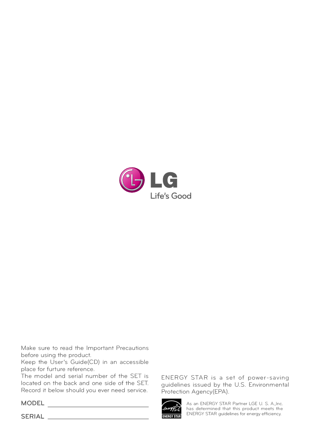 LG Electronics W2486L, W2286L owner manual Model 