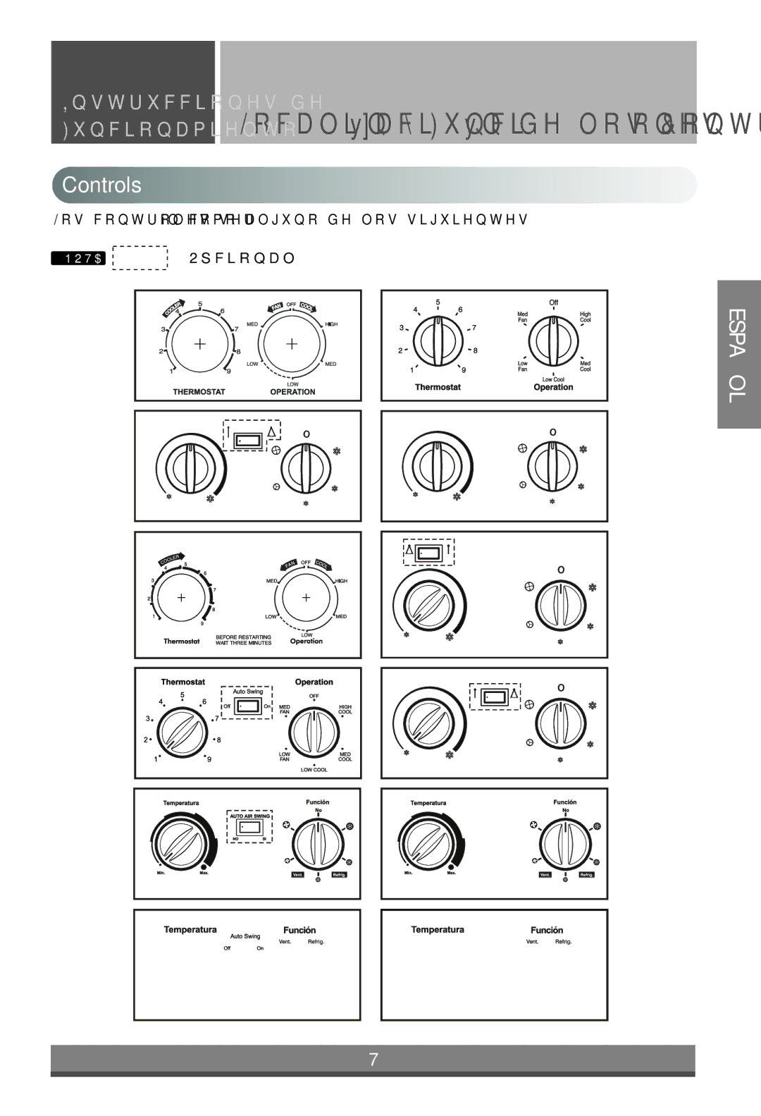 LG Electronics W182CM TSN2, W242CA TSN0, W182CM TSN0, W121CA TSC2, W182CMH TSN1 Localización y Función de los Controles 