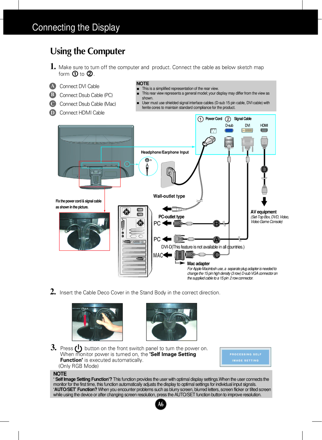 LG Electronics W2452V manual Using the Computer, Connect Hdmi Cable 