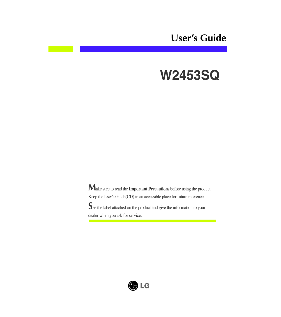 LG Electronics W2453SQ manual 