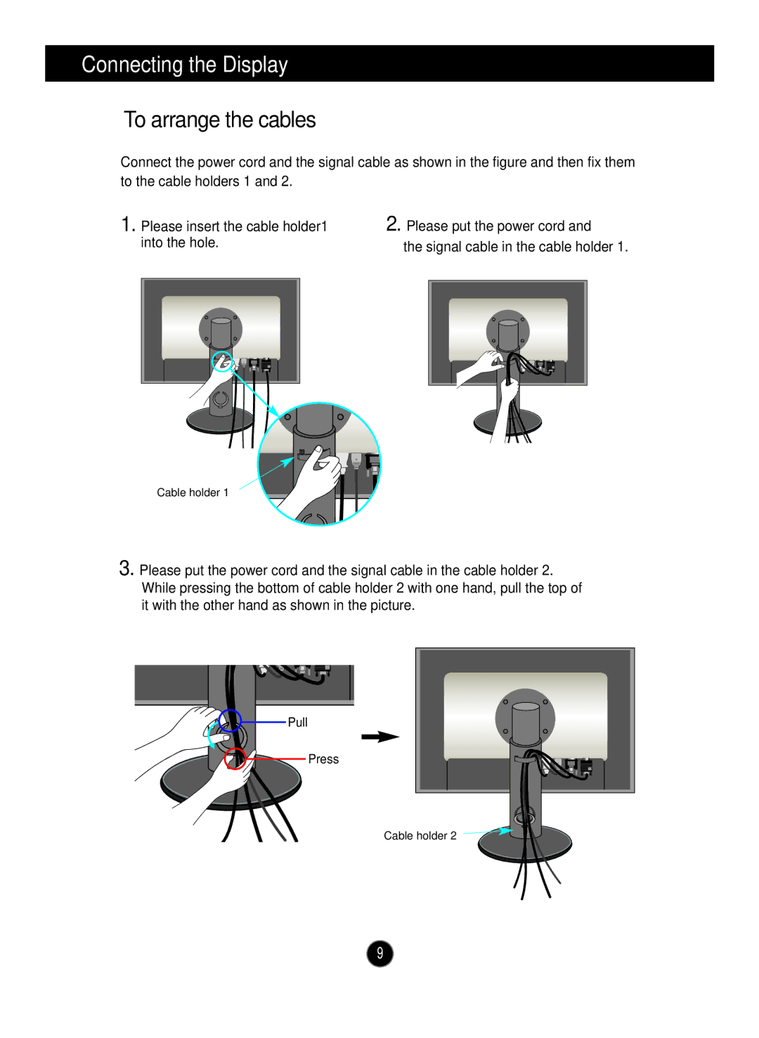 LG Electronics W2600V manual To arrange the cables 