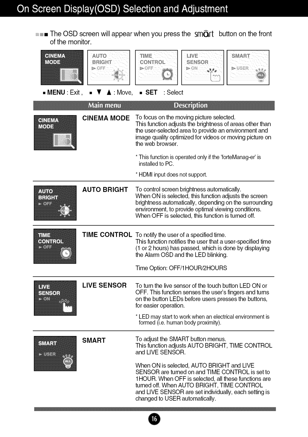 LG Electronics W2286L, W286L manual Cinema Mode Auto Bright 