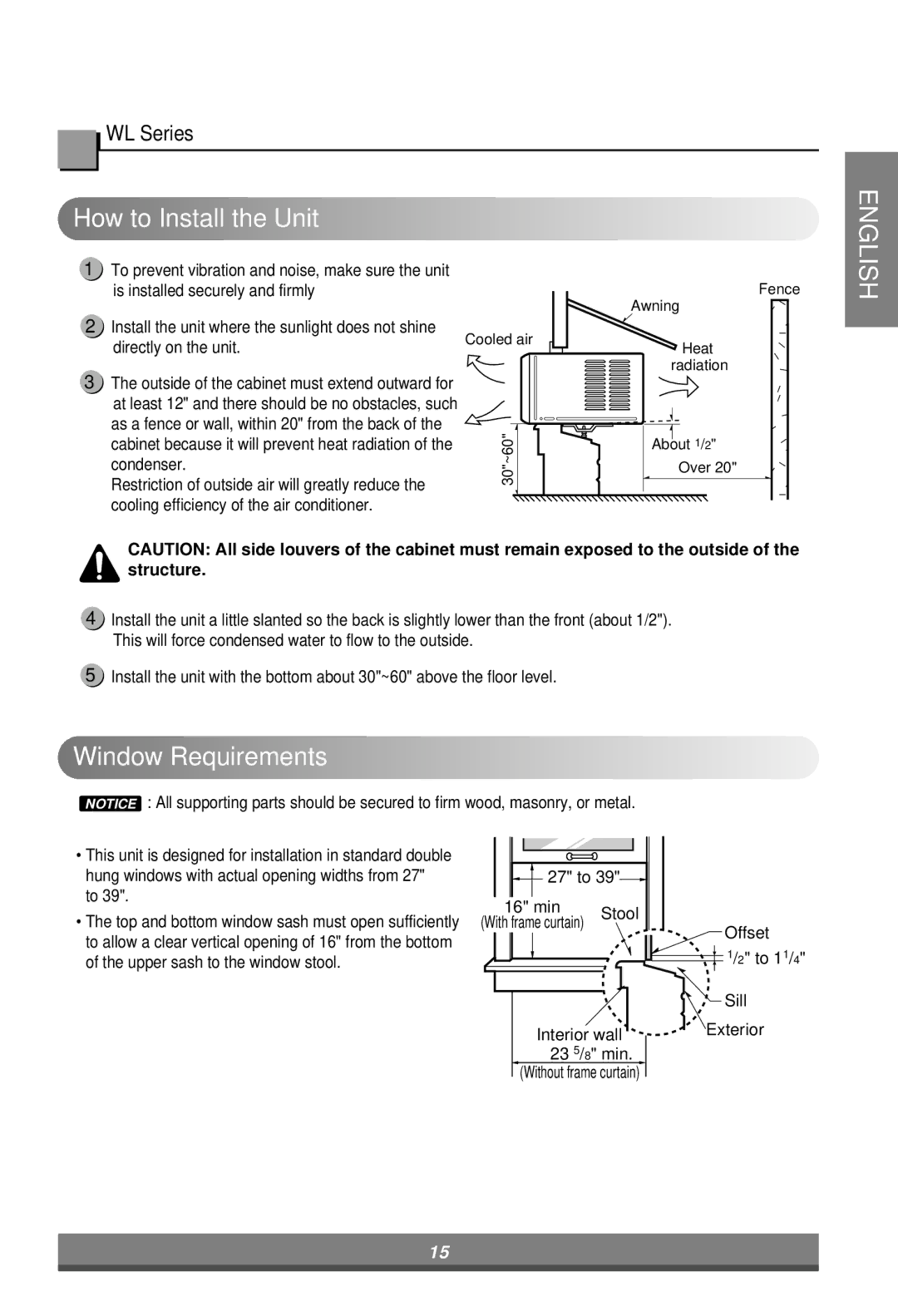 LG Electronics LB1000ER, W7000ER, LB1200ER, L1404R, L1204R, L1804R, L1504R, L1004R, LW1200ER, LW1000ER How to Install the Unit 