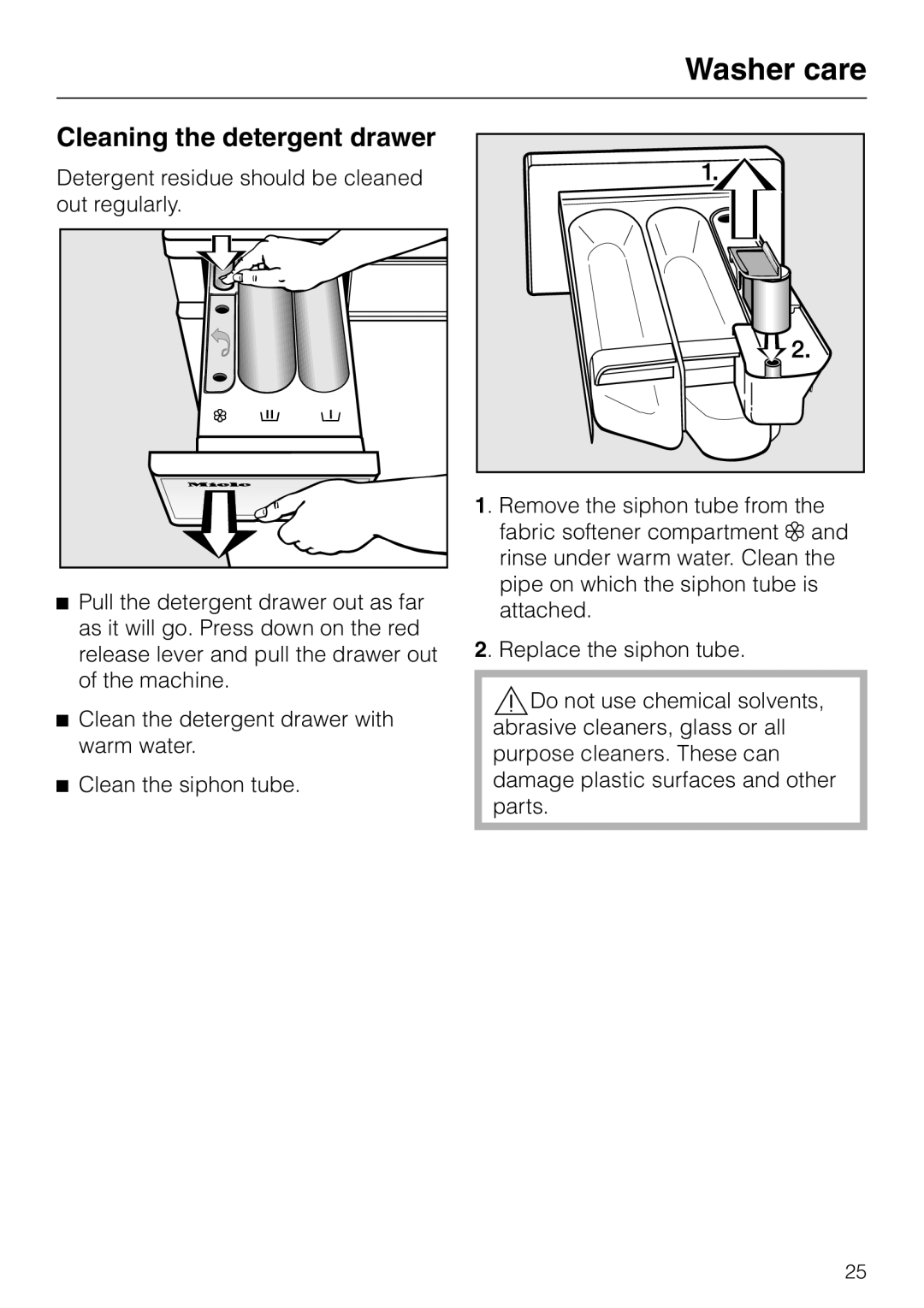 LG Electronics Washer W1119 operating instructions Cleaning the detergent drawer 