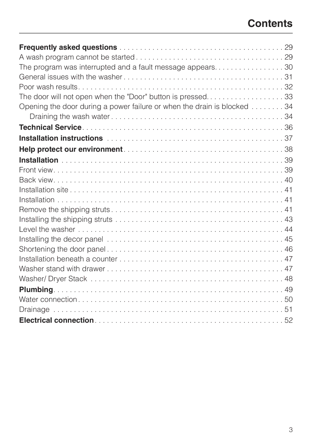 LG Electronics Washer W1119 operating instructions Contents 