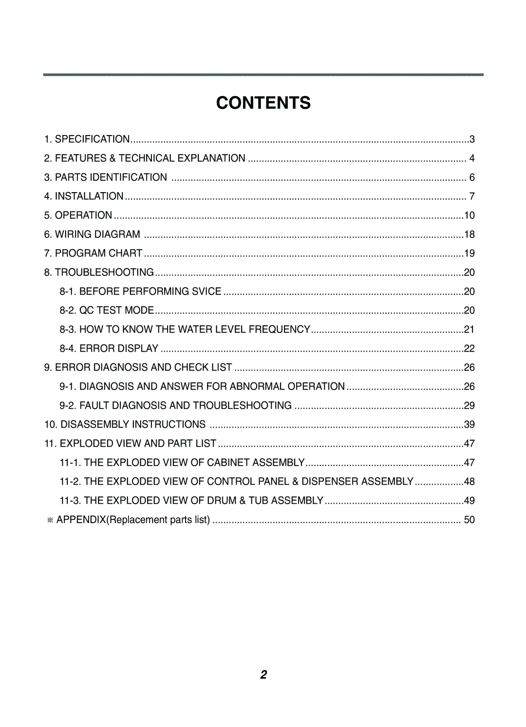 LG Electronics WD-102(4)1(5)W(F)(H), WD-1042FH, WD-1042F(H)(B), WD-1041(3)F(H)(B), WD-102(4)(5)F(H)(B service manual Contents 