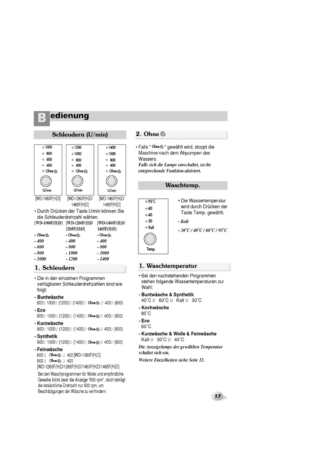 LG Electronics 1465(H)D, WD-1060F(H)D, 1065F(H)D, 1265F(H)D manual 