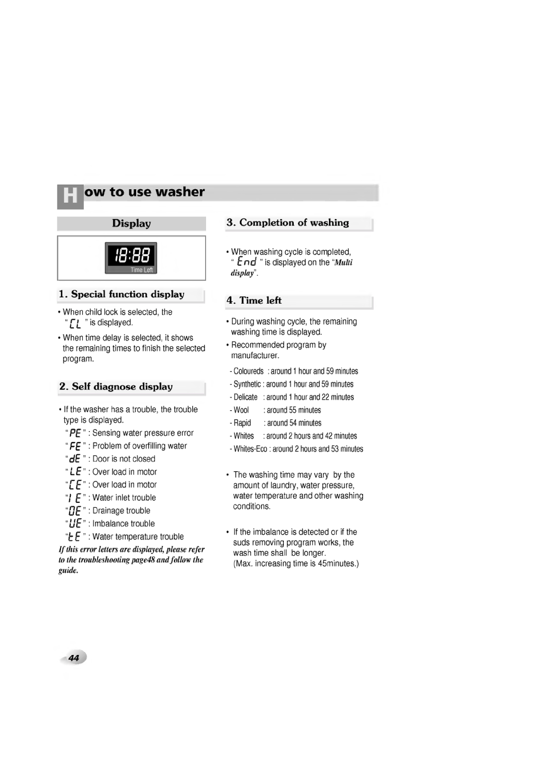 LG Electronics WD-1060F(H)D, 1465(H)D, 1065F(H)D, 1265F(H)D manual 