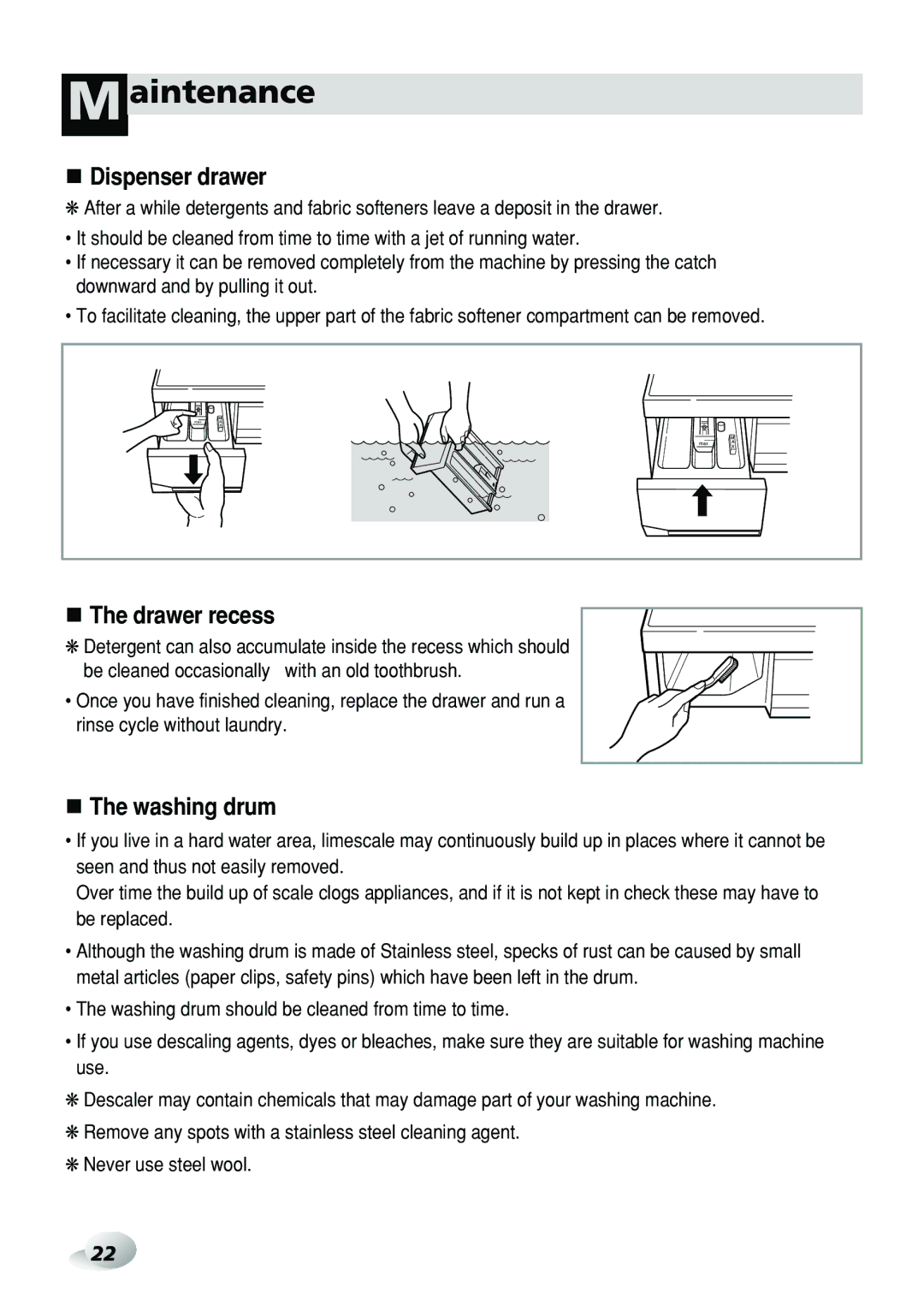 LG Electronics WD-3276RHD, WD-3274RHD owner manual Dispenser drawer 