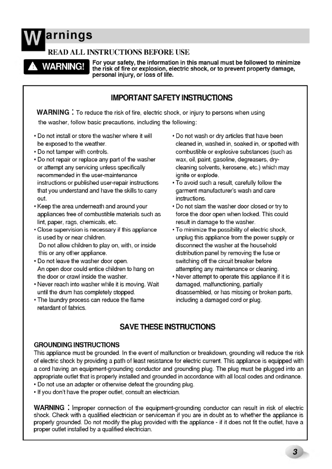 LG Electronics WD-10130(5)F, WD-65130F manual 