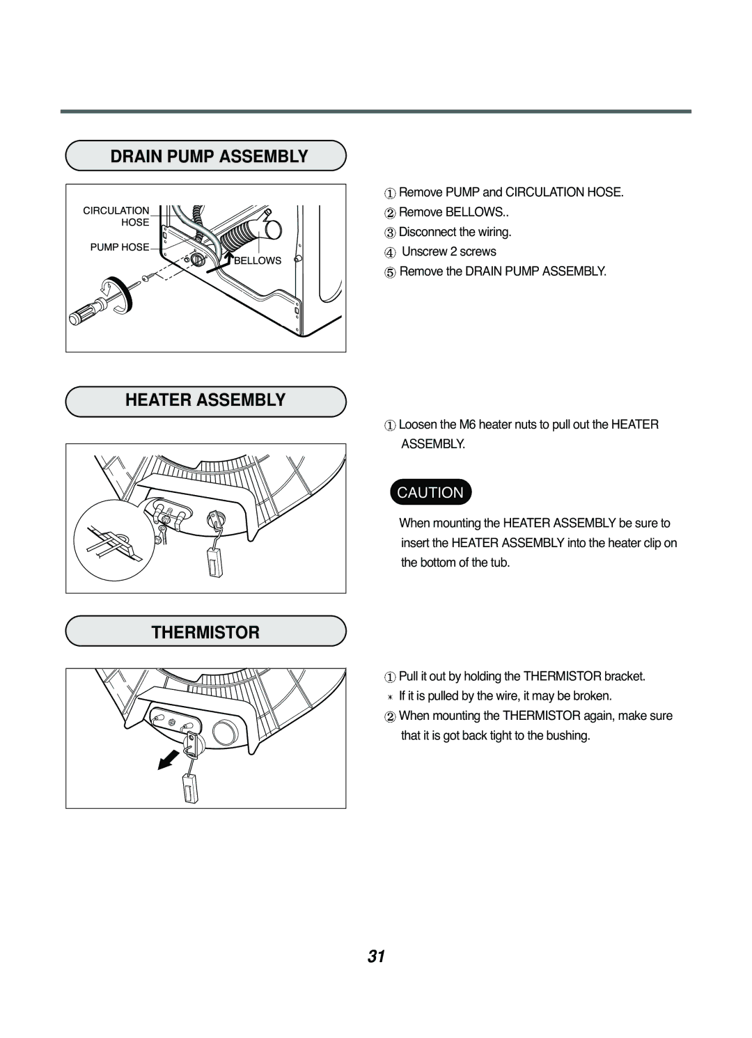 LG Electronics 14220(5)FDB(N), WD(M)-14220(5)FD, WD(M)-10220(5)FD, WD(M)-12220(5)FD Drain Pump Assembly, Heater Assembly 