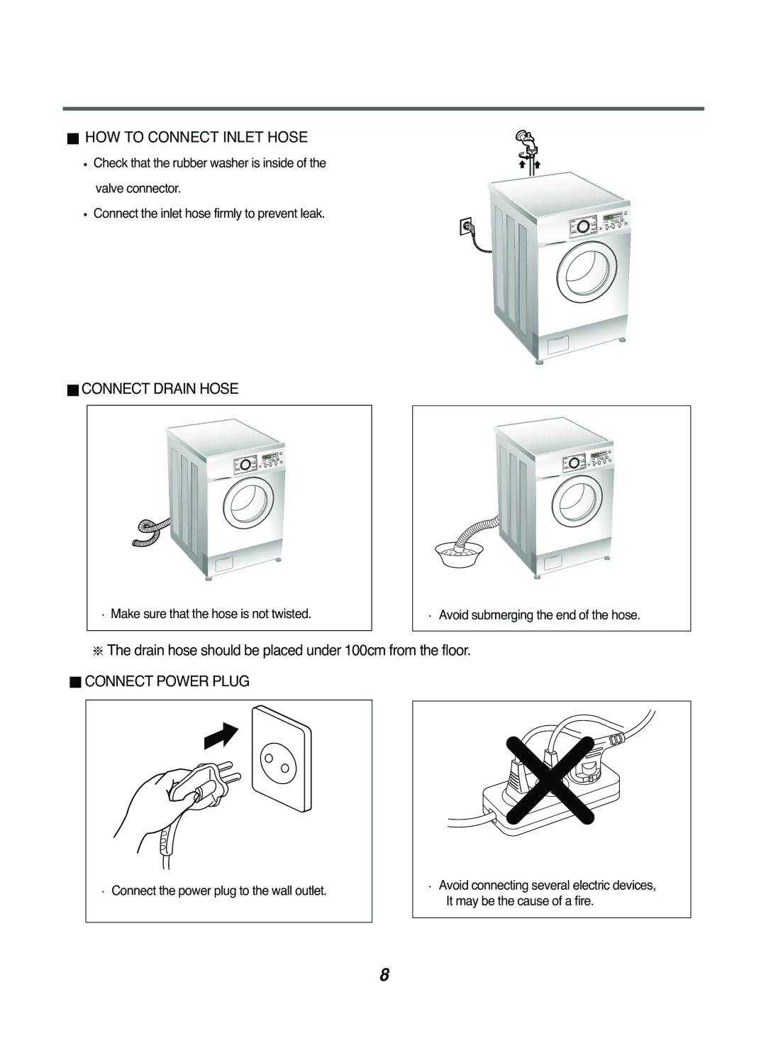 LG Electronics WD(M)-12220(5)FD, WD(M)-14220(5)FD, WD(M)-10220(5)FD, 16221FD, 14220(5)FDB(N) HOW to Connect Inlet Hose 