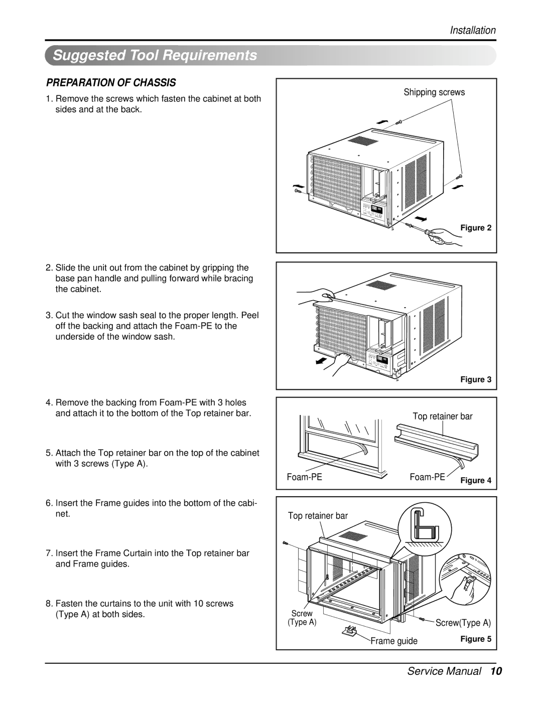 LG Electronics RAD-243A, WG1805RY6, WG2405RY6, RAD-183A service manual Suggested Tool Requirements, Preparation of Chassis 