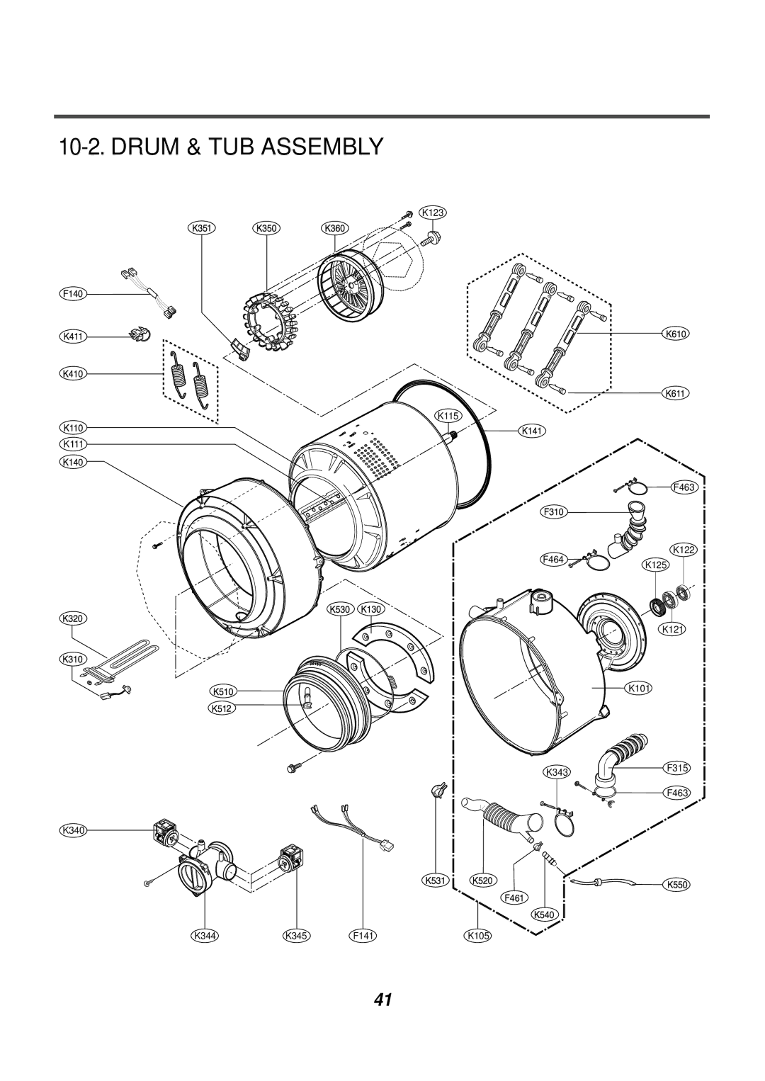 LG Electronics WM2444H*M, WM2411HW, WD-12210(5)BD, WD-10210BD, WM0532HW, WM1832CW, WM2042CW, WM2432HW Drum & TUB Assembly 