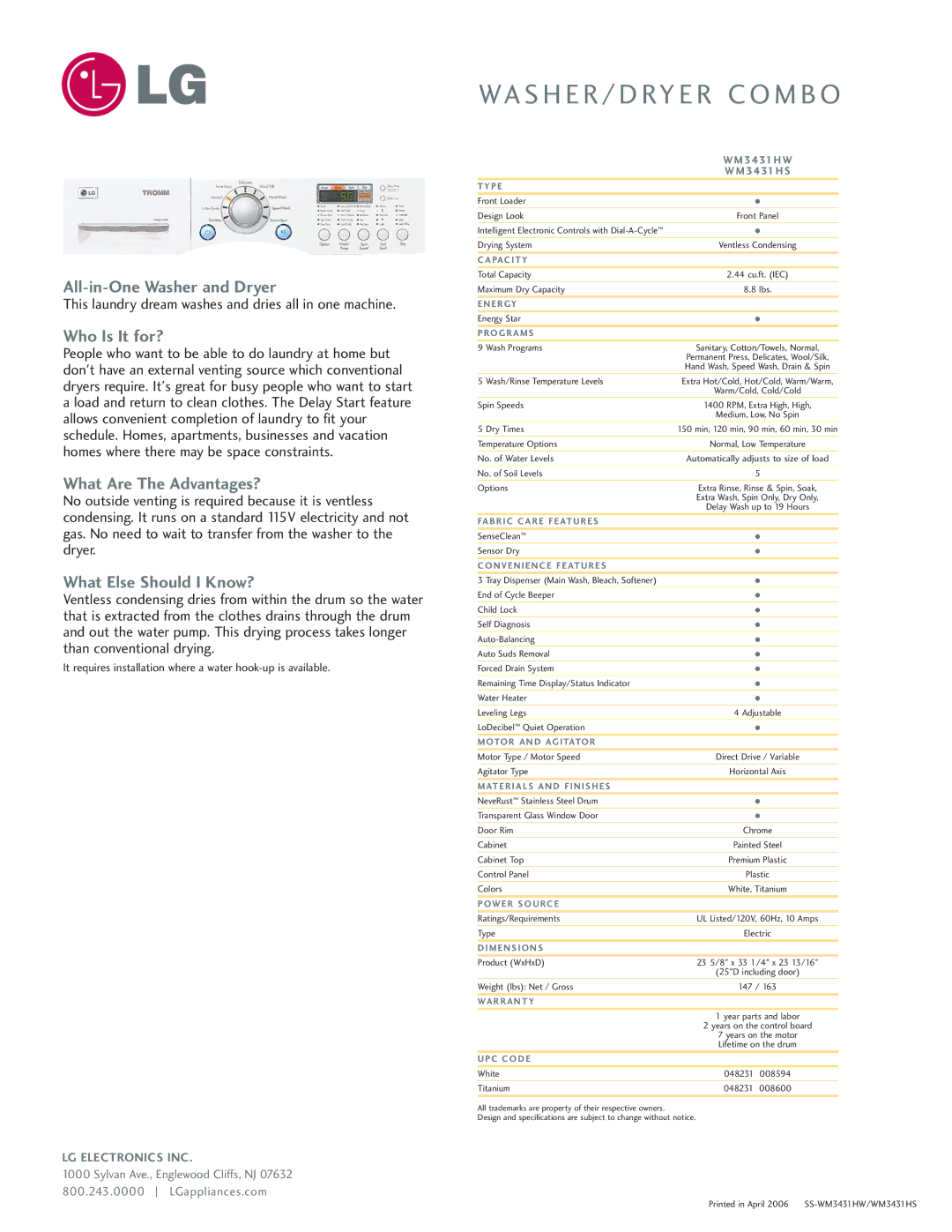 LG Electronics WM3431HW All-in-One Washer and Dryer, Who Is It for?, What Are The Advantages?, What Else Should I Know? 