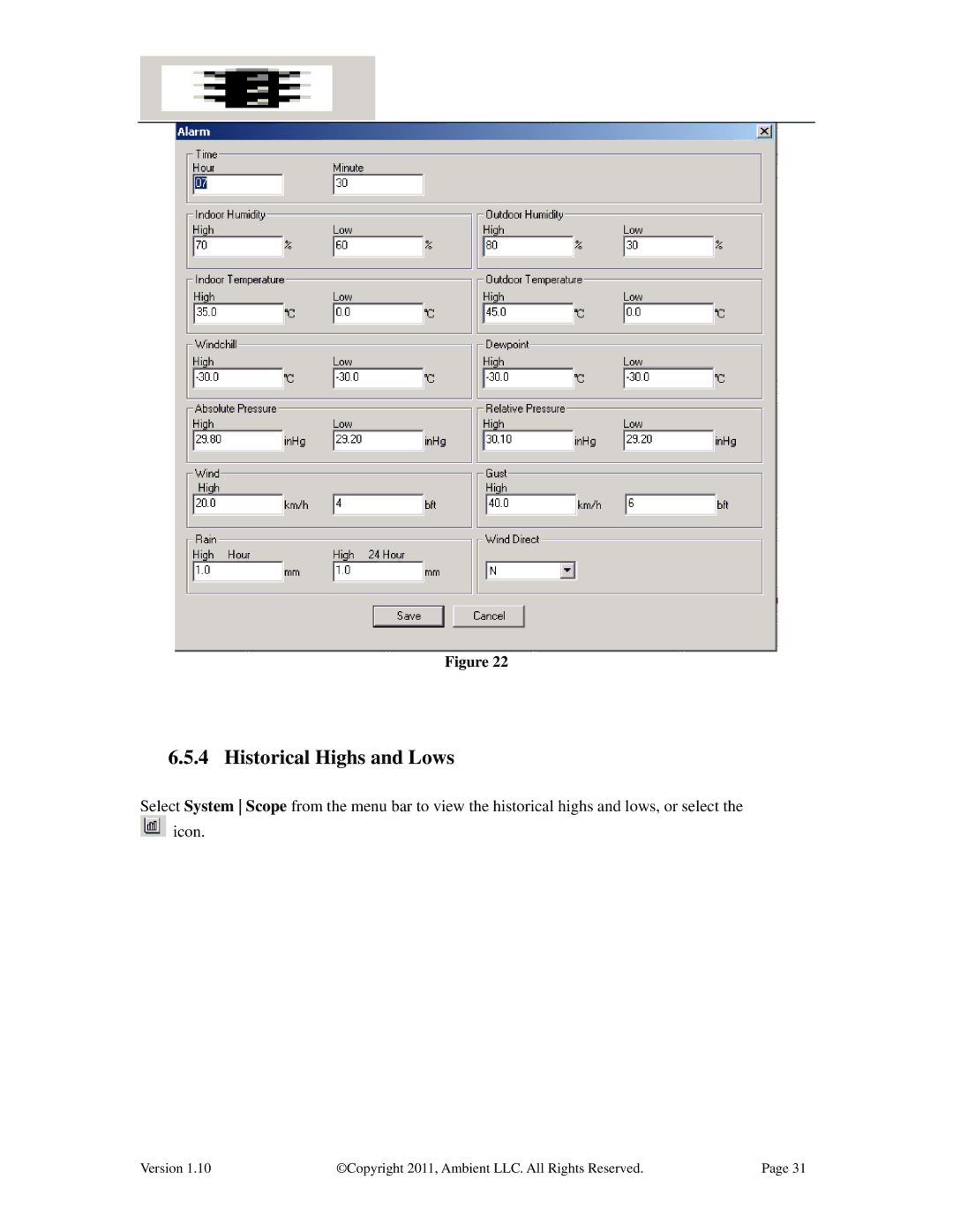 LG Electronics WS-2080 user manual Historical Highs and Lows 