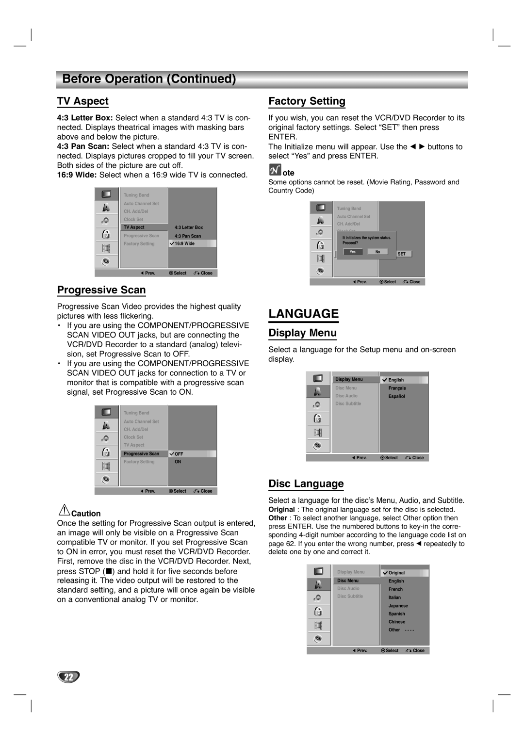 LG Electronics XBR446 owner manual Before Operation 