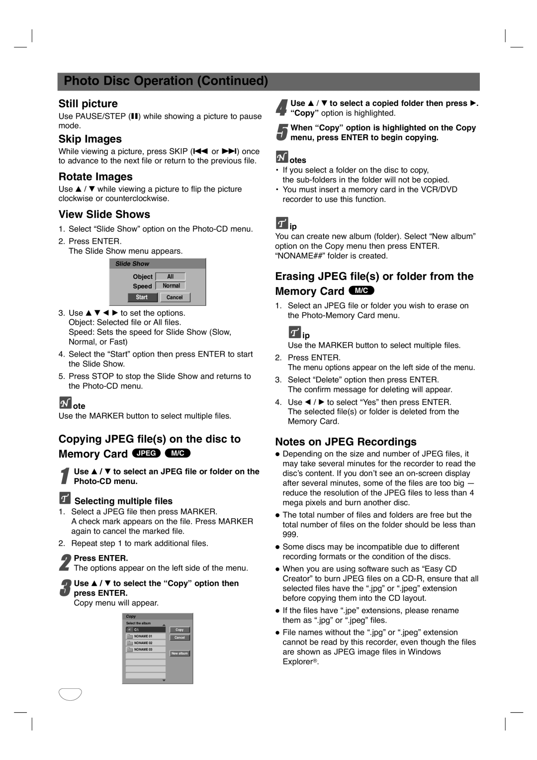 LG Electronics XBR446 owner manual Photo Disc Operation 