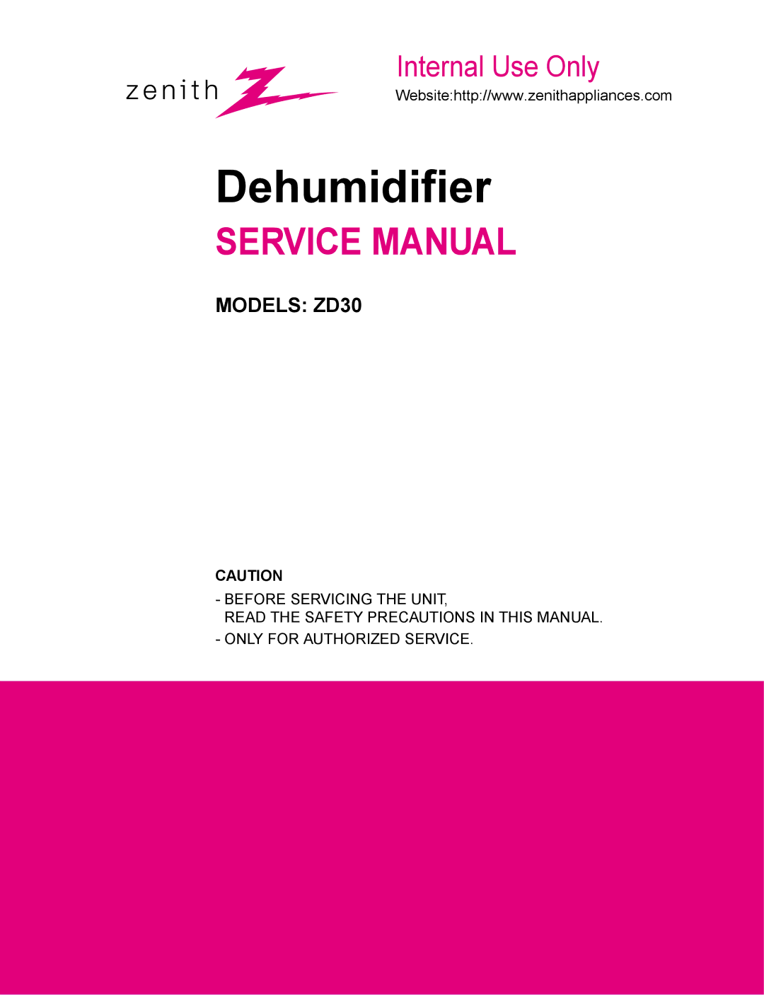 LG Electronics ZD30 service manual Dehumidifier 