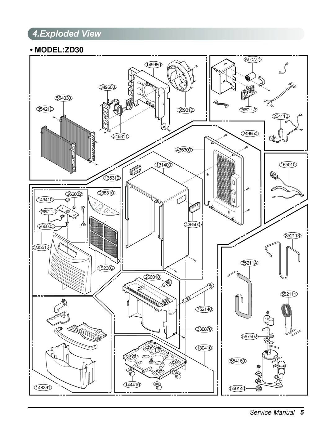 LG Electronics service manual Exploded View, MODELZD30 