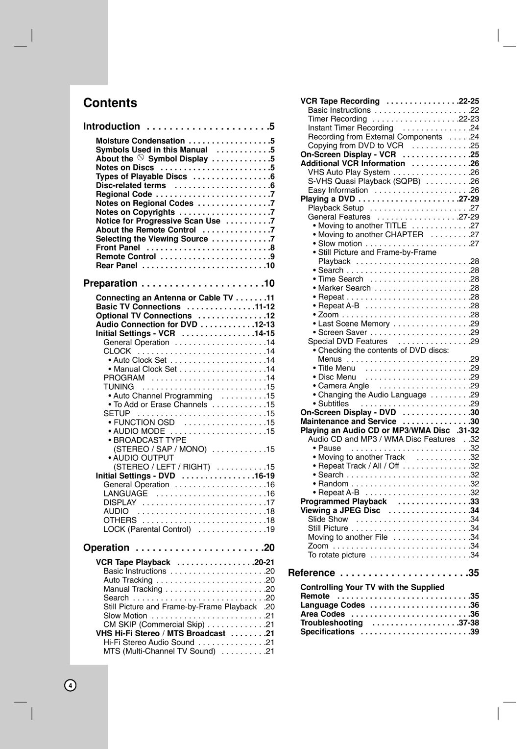 LG Electronics ZDX-313 warranty Contents 