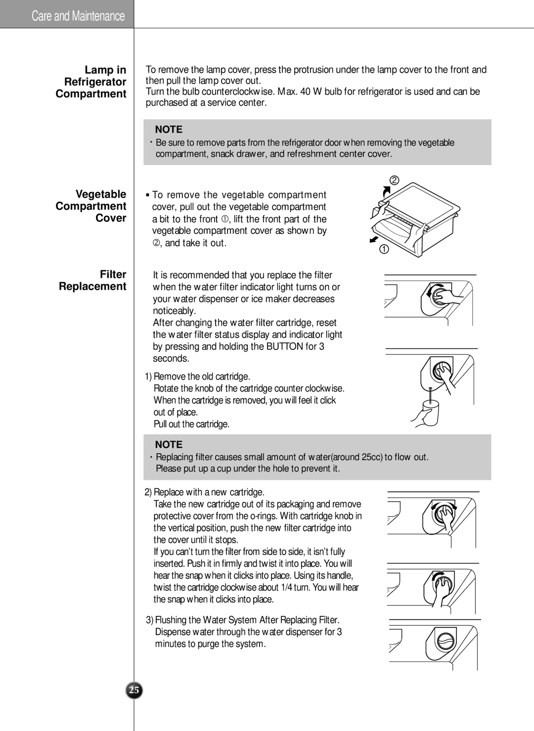 LG Electronics manual Minutes to purge the system 