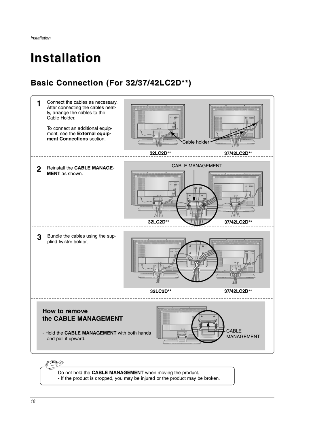 LG Electronics owner manual Cable Management 