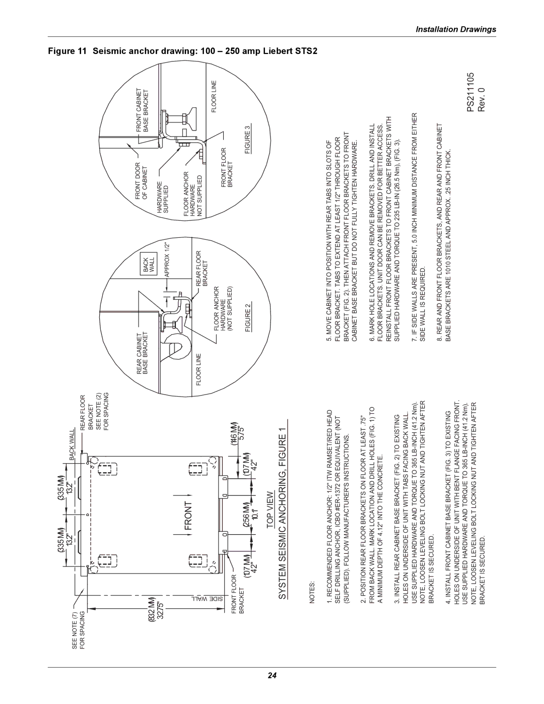 Liebert 100-1000A user manual Seismic anchor, Liebert STS2 