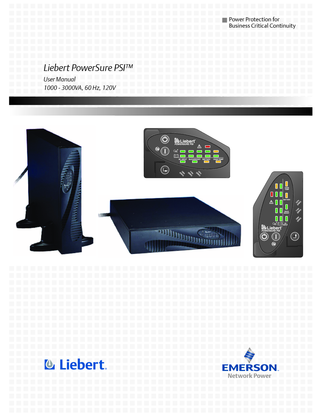 Liebert 1000 - 3000VA 60 Hz 120V user manual Liebert PowerSure PSI 