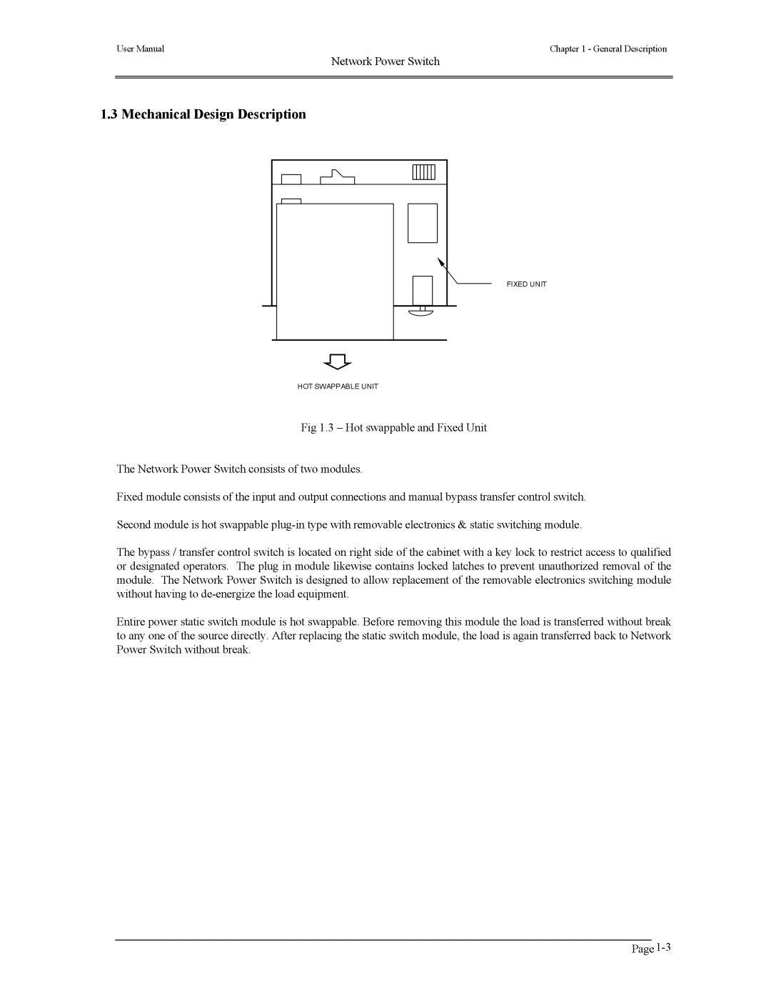 Liebert 110V manual Mechanical Design Description 