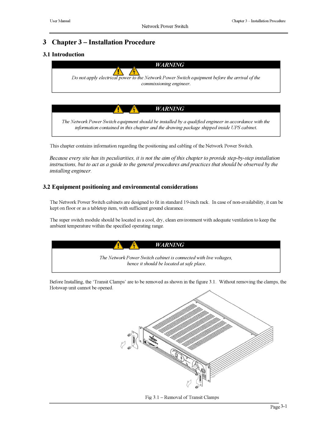 Liebert 110V manual Installation Procedure, Equipment positioning and environmental considerations 