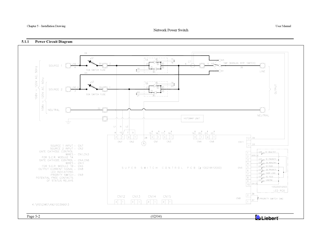 Liebert 110V manual Power Circuit Diagram 