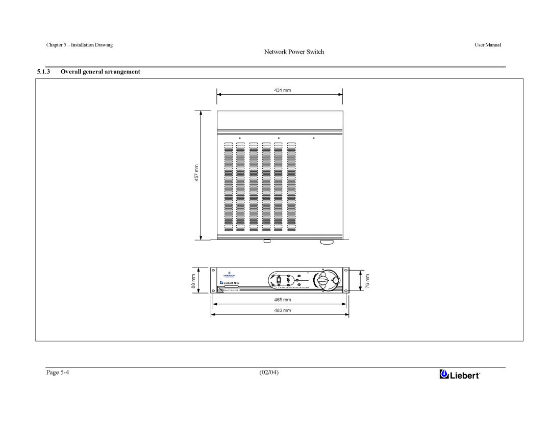 Liebert 110V manual 431 mm 