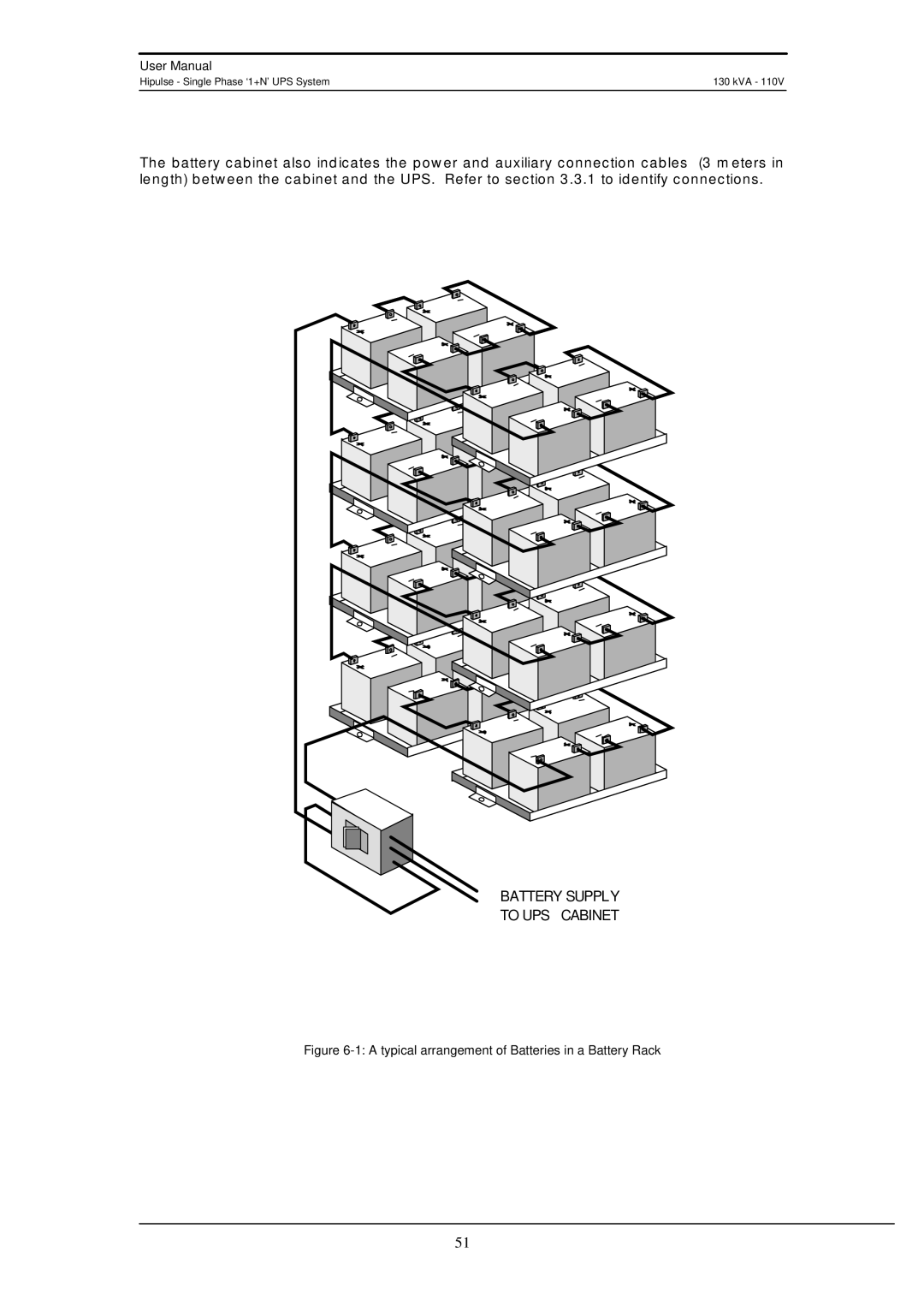 Liebert 130 kVA user manual Battery Supply To UPS Cabinet 